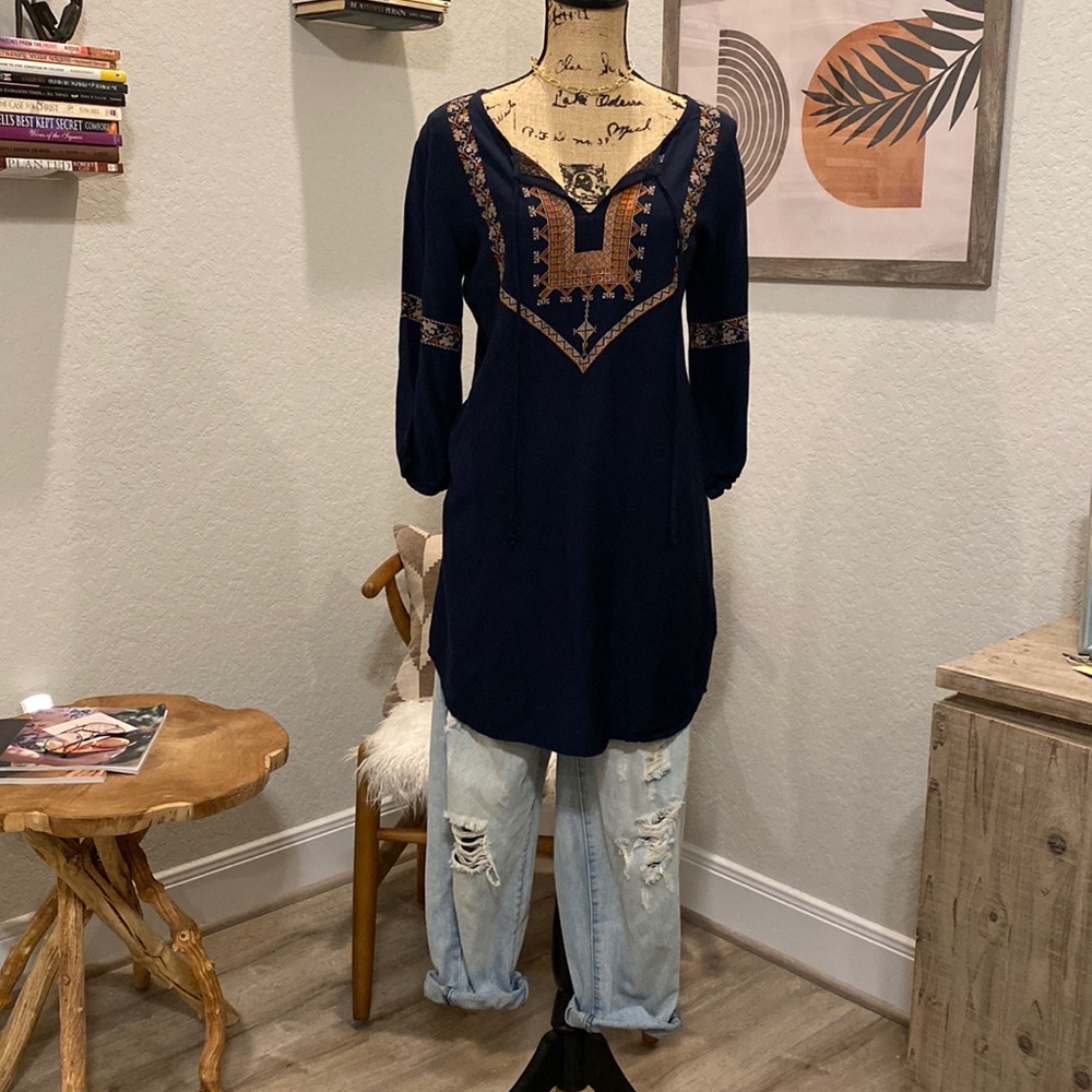 Navy Blue embroidered Tunic
